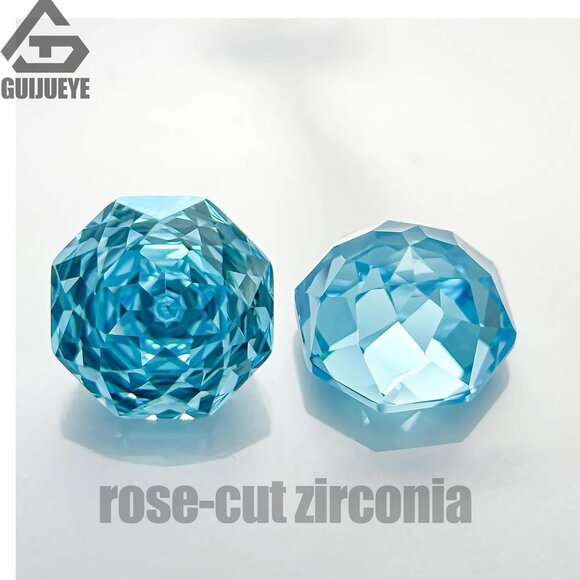 Blue hypoallergenic ASTM F136 Titanium screw-on stud earrings with rose cut cubi - Picture 4 of 5